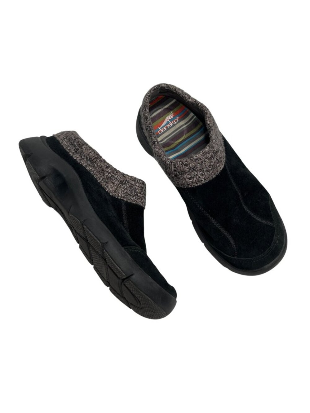 Dansko Eartha Black Suede Slip-On Shoes Size 39 sweater trim